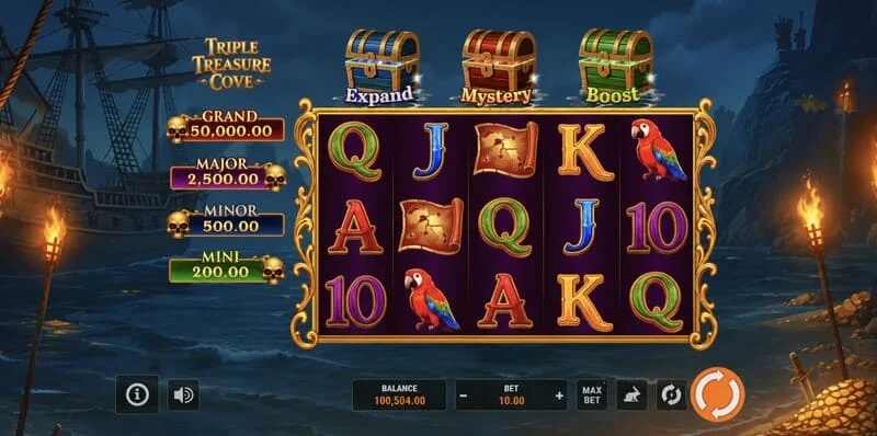 Triple Treasure Cove – Hold and Win bonusrunde med mynter